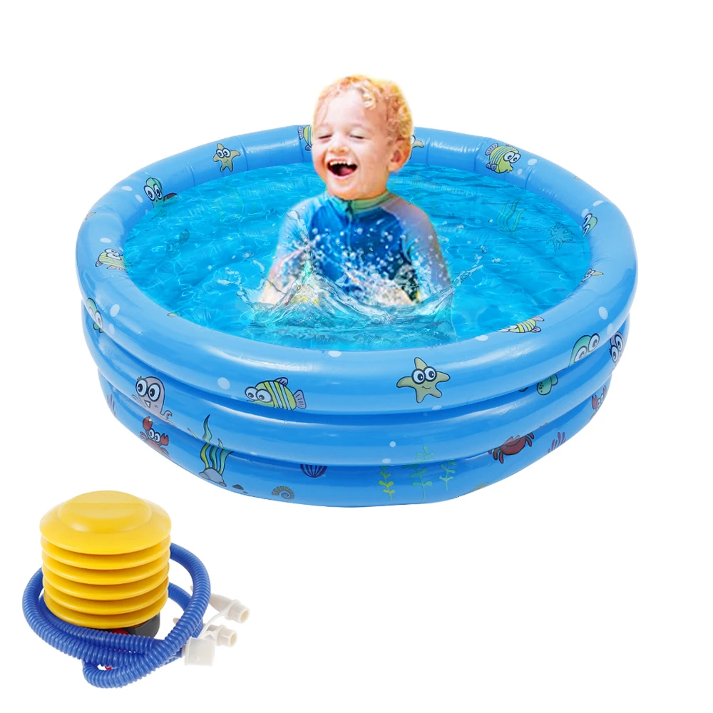 

3 Layers Children Inflatable Pool with Foot Pump Outdoor Children Basin Bathtub Kids Pool Baby Swimming Pool for Kids Play Toy