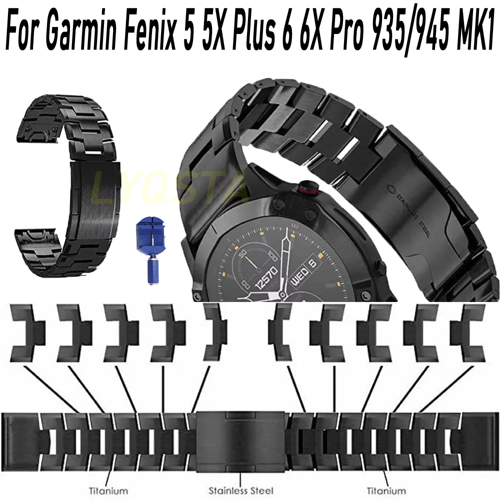 

Ремешок из титанового сплава для смарт-часов Garmin Fenix 5X 6X Pro 6 5 Plus 3 HR 935 945