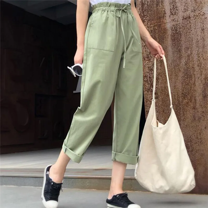 

Women Pants 2023 Spring Summer Fashion Female High Waist Solid Loose Harem Pant Pencil Trousers Casual Cargo Pants Streetwear