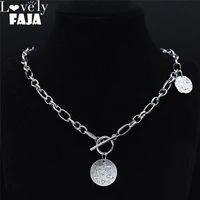 libra stainless steel necklace women silver color round astrology choker necklaces 12 constellations jewelry cadena npy7s03