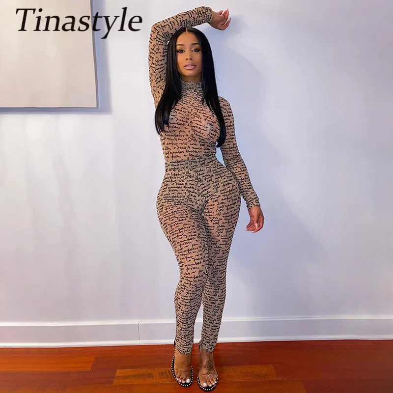 

Tinastyle прозрачная сетка, сексуальное нижнее белье, комплект из двух предметов Для женщин комбинезоны и боди с буквенным принтом прозрачная к...