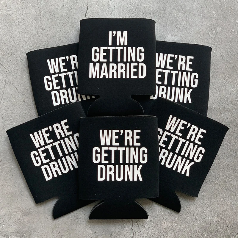 

I am Getting Married We are Getting Drunk Beer Can Coolers Bachelor Party Groomsmen groom to be wedding engagement supplies gift