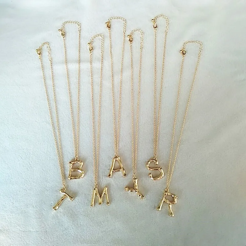 Маленькие золотые кованые металлические бамбуковые 26 букв Алфавит A-Z