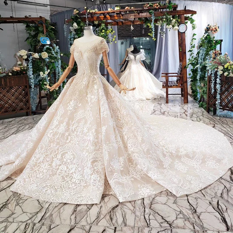 HTL670 western lace wedding dresses illusion o-neck short sleeves corset tulle wedding gown crystal bead robe de mariee boheme