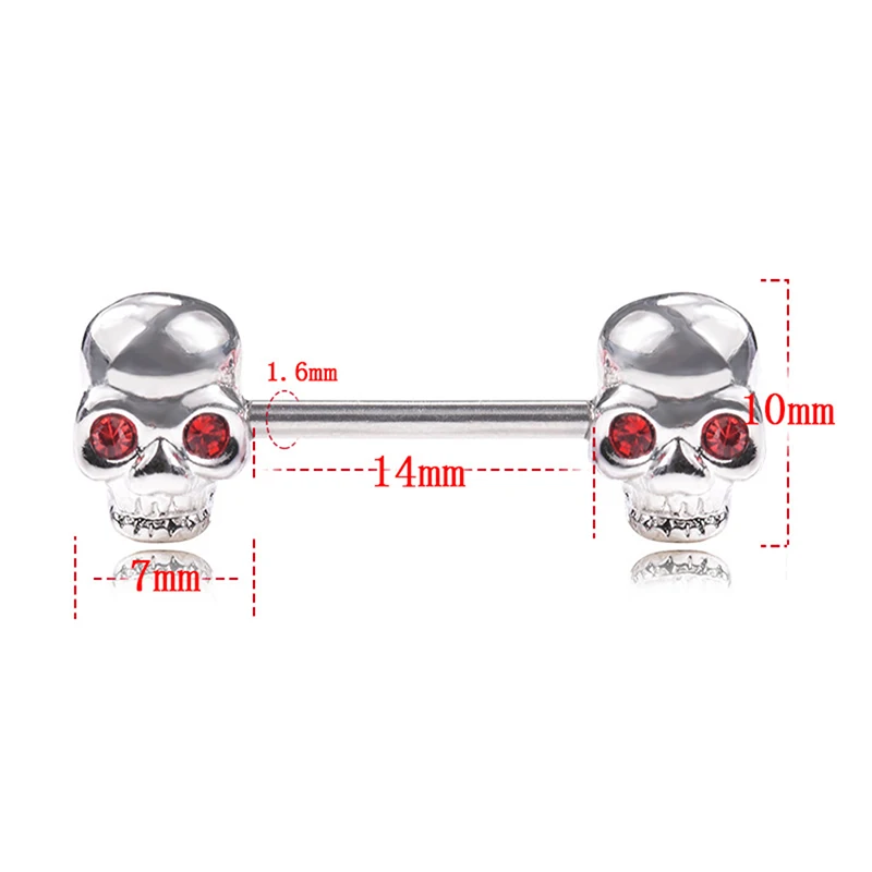 Новые 2 шт кольца для сосков с черепом женские хирургические стальные штанги