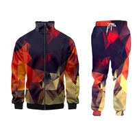 cjlm 3d printing colored squares zip hoodie set mens sweatshirt jogger jacket harajuku two piece tracksuit sportswear dropship