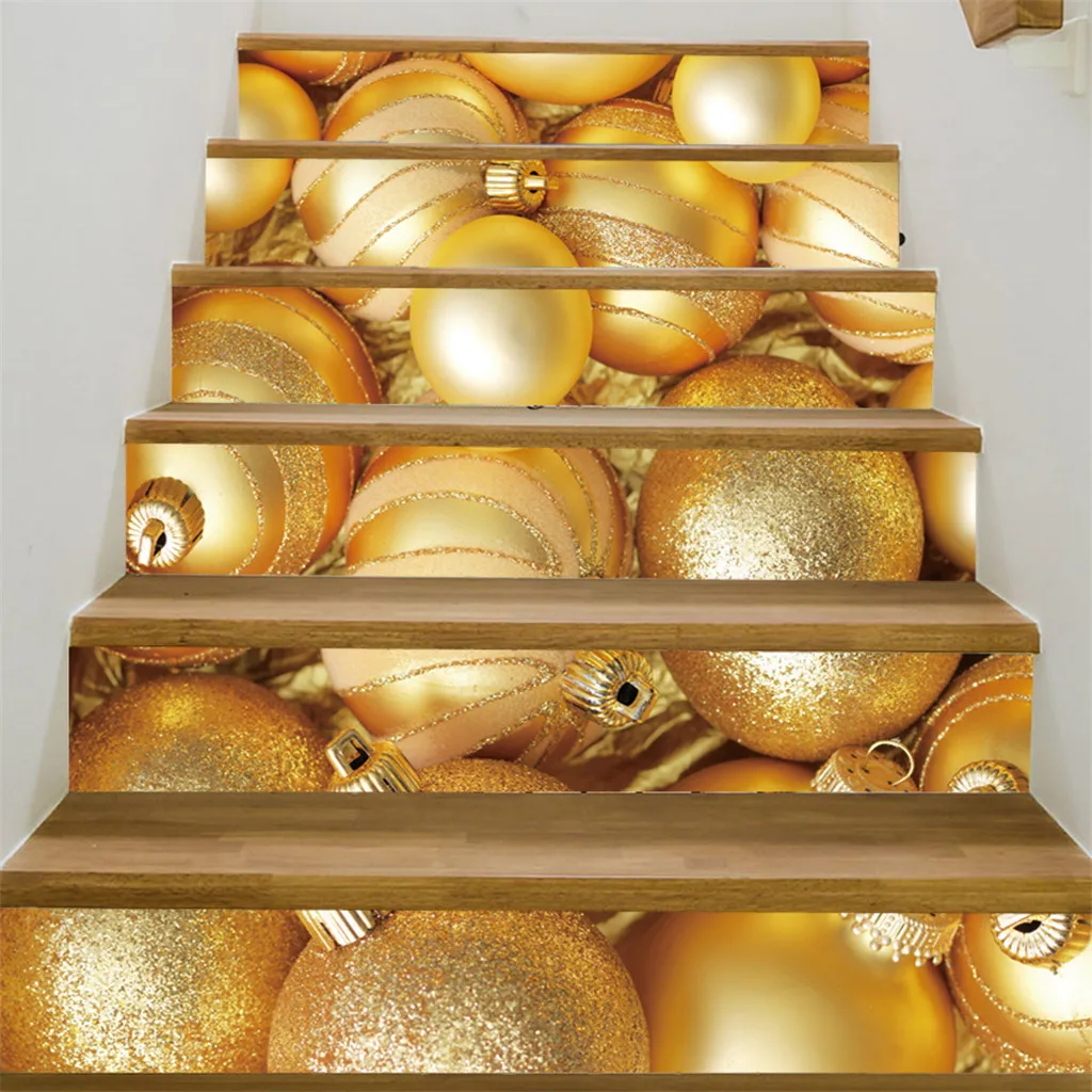 Рождественские Роскошные 3D имитация лестницы наклейки водонепроницаемые