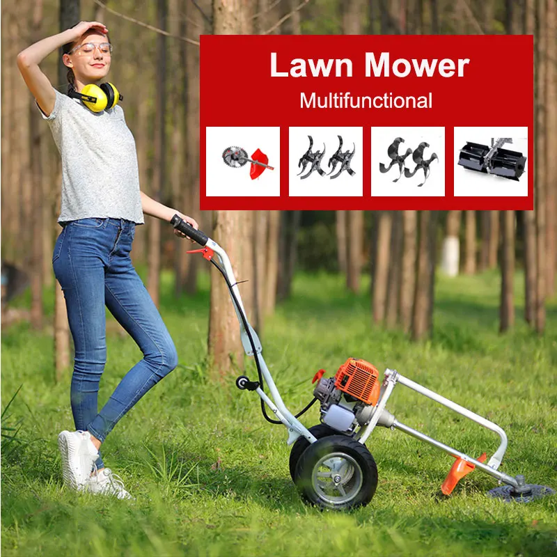 4-Stroke Engine Gasoline Grass Trimmer Lawn Mower Brushcutter Garden Tool 4 In 1 Multifunction Orchar Loosening Ditching Weeding