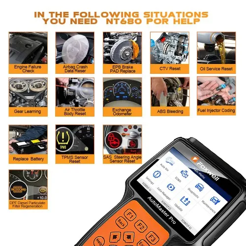 Foxwell NT680 все системы диагностический сканер с масляный светильник/сервис сброса +