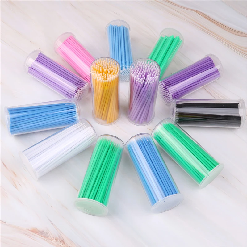 

Microcepillo aplicador Wegwerp para extensiones, 100 Stks/pak, Verwijderen, Valse, Wimpers, Wattenstaafje