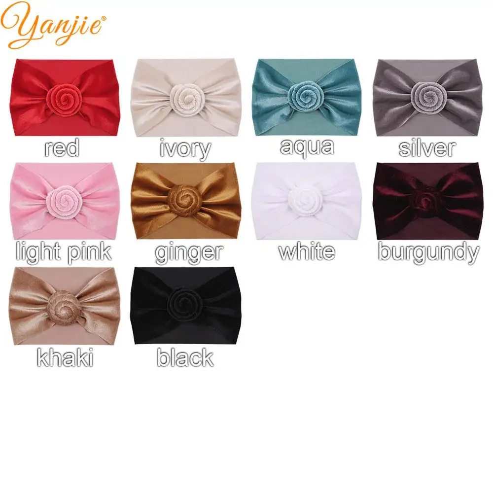 Бархатная повязка на голову широкая однотонная мягкая эластичная лента для