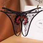 Трусики женские кружевные, прозрачные, с вышивкой, женское сексуальное бикини