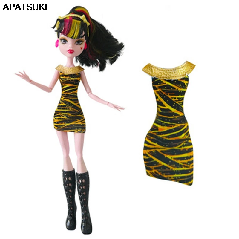 

Yellow One Piece Fashion Dress for Monster High Dolls Clothes for Monster Doll Outfits Party Gown Dresses BJD Doll Children Toy