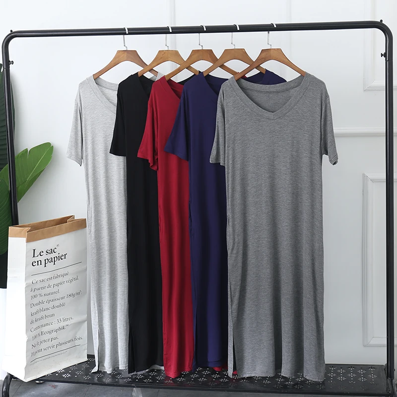 Новая повседневная Базовая ночная рубашка из модала для полных мм Домашняя