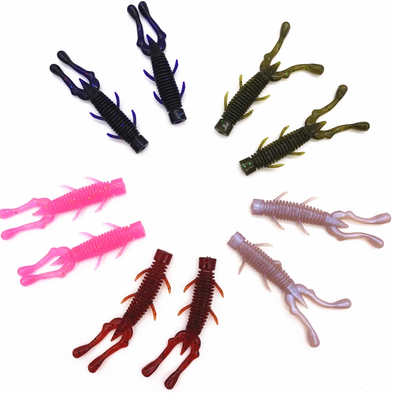 15Pcs*56mm/1.3g TPR Soft Lure Rock Fishing Floating Shrimp Bait Bass Trout Lure Pike Minnow Jigging Worm Bait Earthworm Pesca