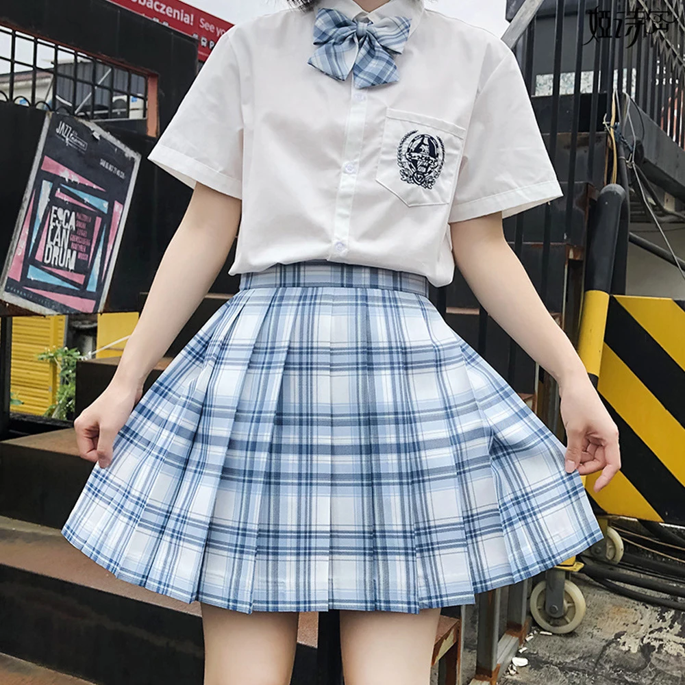 Синий плед аниме юбки для женщин Harajuku в стиле японского юбка православная