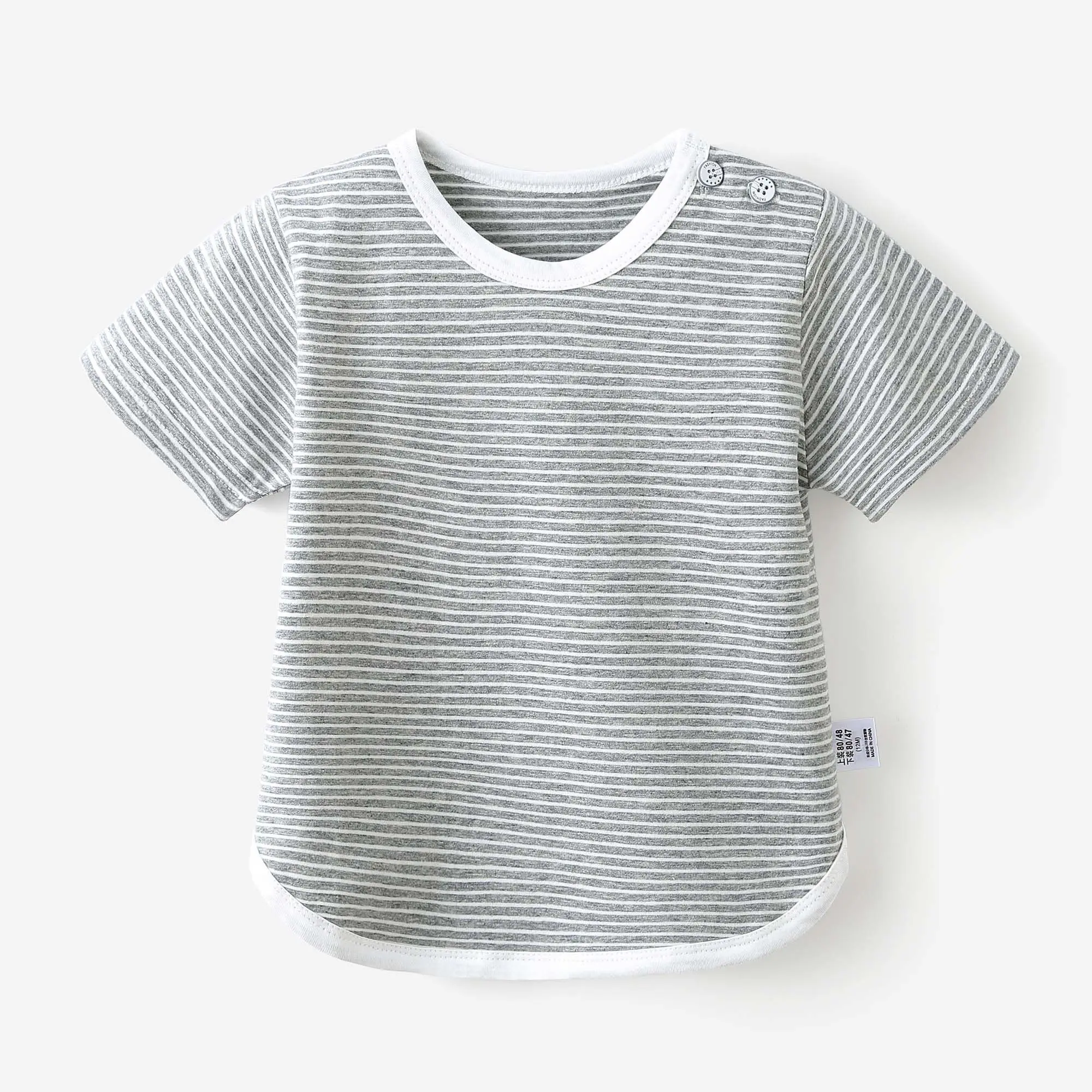 

2021 new baby cotton striped short-sleeved T-shirt boys and girls baby western style half-sleeved shirt summer thin P4699