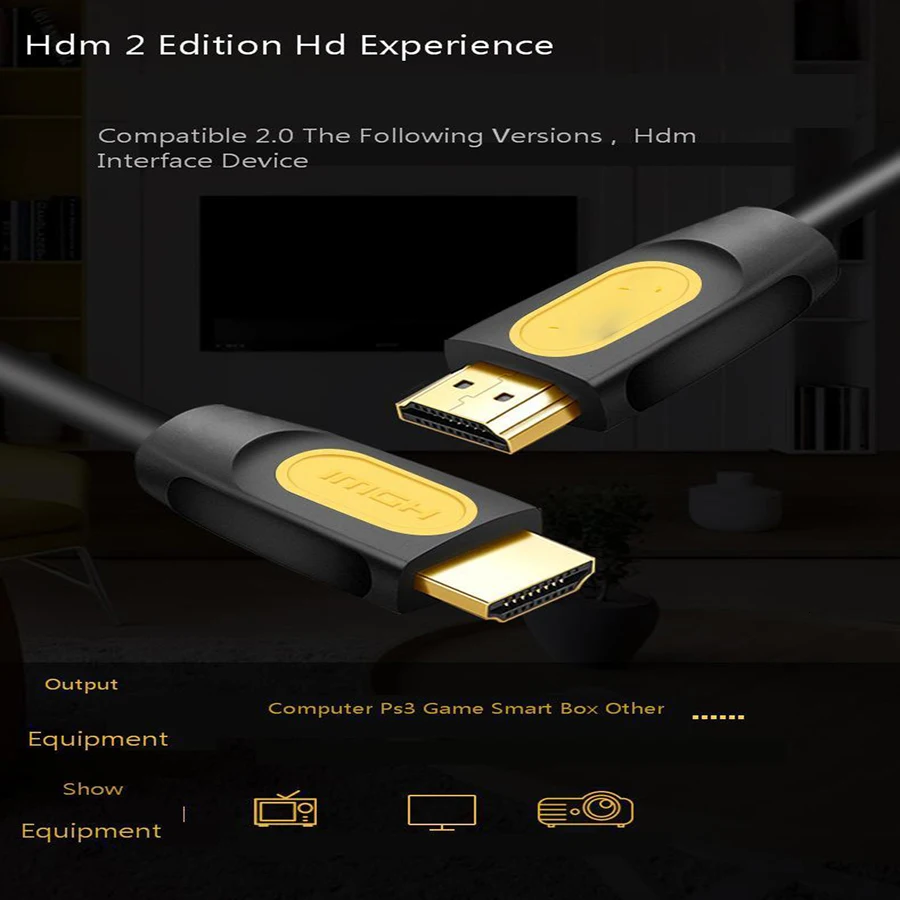 Jelly Comb 1080P Высокоскоростной HDMI кабель Позолоченный штекер Male-Male HDMI кабель для HD tv xbox сплиттер коммутатор 0,5 м 1 м 1,5 м
