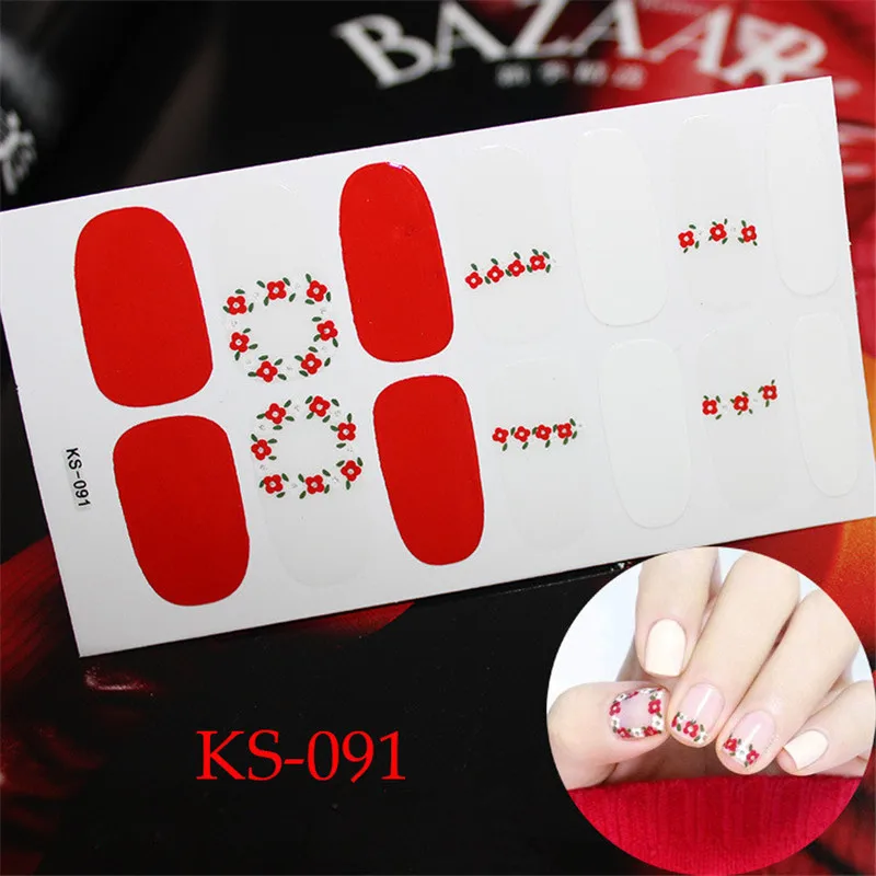 14tips/sheet Glitter Nail Art Sticker Manicure Tips Full Cover Wraps Foils DIY Adhesive Decals Valentines day Drop Shipping | Красота и