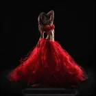 Элегантная красная юбка-пачка, эластичная талия, трапециевидная юбка в пол, длинная юбка макси по индивидуальному заказу, Супер Пышные Плиссированные Длинные юбки из тюля