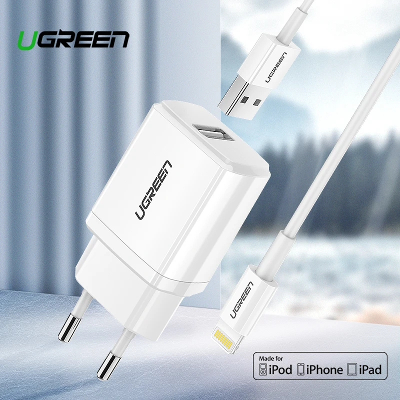 Ugreen 5V2. 1A USB зарядное устройство MFi, кабель USB для iPhone Xs Max XR зарядное устройство для мобильного телефона для iPhone X 8 7 настенное зарядное устройство для ipad