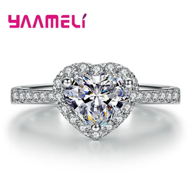 Love Heart Rings Cubic Zircon Midi Knuckle Finger Ring for 925 Sterling Silver Women Wedding Engagement Crystal Jewelry Gift | Украшения и