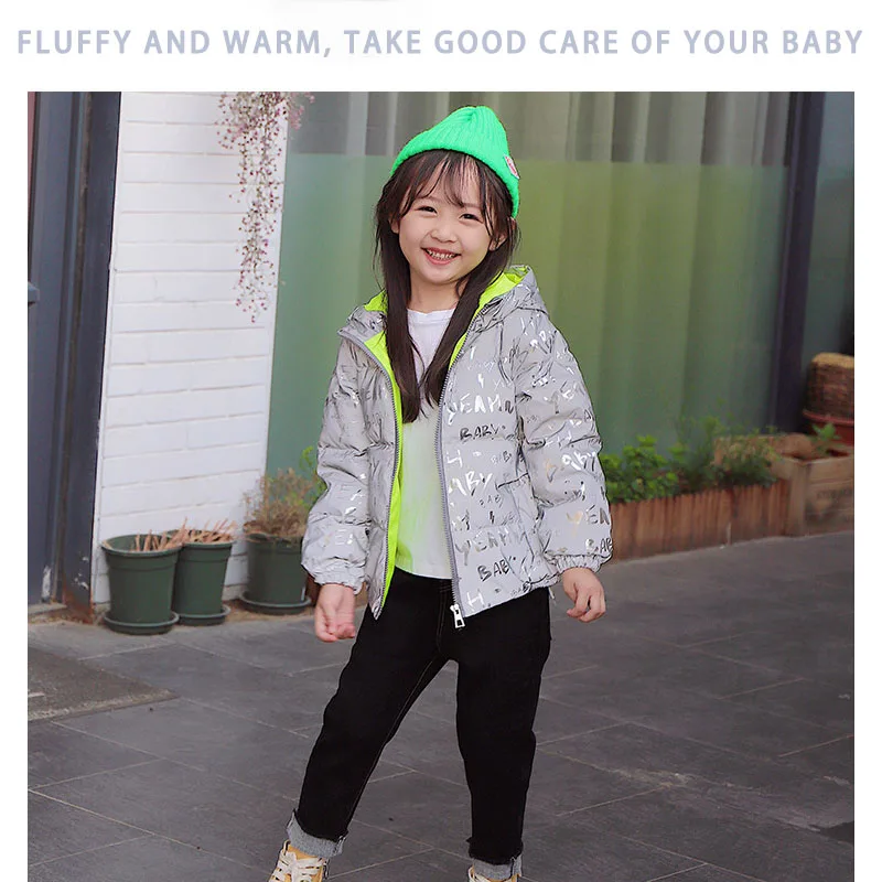 

2020 Winter New Children 's Down Jacket Children Thick Reflective Glossy Hooded Coat