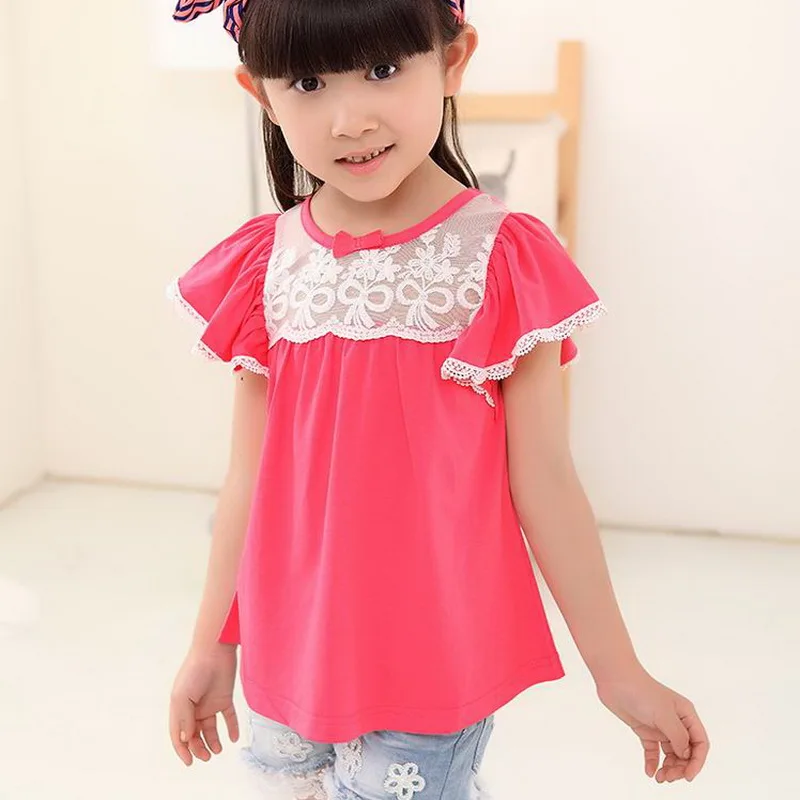 Футболка с коротким рукавом для маленьких девочек хлопковая футболка летние