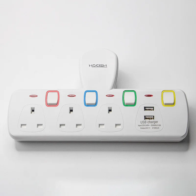 

UK Electrical Plug with Multi Wall Sockets usb Ports power strip Extension Adaptor Individually Switches outlets 13A 250V