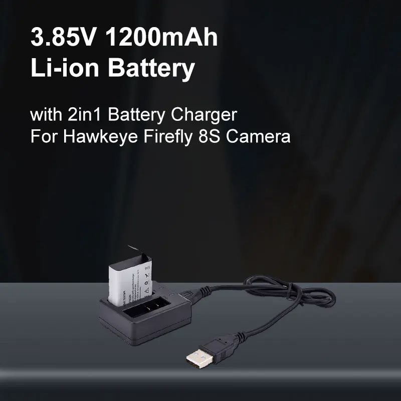 Hawkeye Firefly 8S 8SE Экшн-камера 3 85 V 1200mAh литий-ионная сменная батарея с 2в1 зарядным
