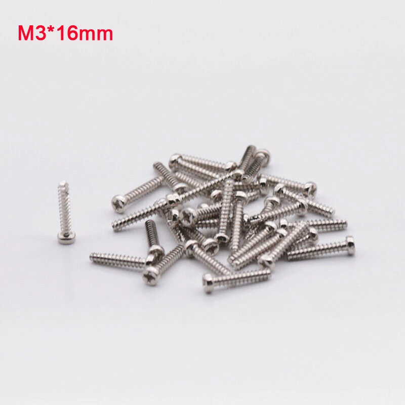 

20pcs Phillips Round Head Flat Tail Self Self Tapping Screws Cross Round Head Bolts Screws M3*16mm