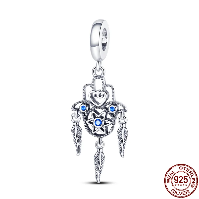 

Hot New Products 2021Arrival 100% Real 925 Sterling Silver Beaded Feather Palm Beads Fit Original 3mm Bracelet DIY Jewelry