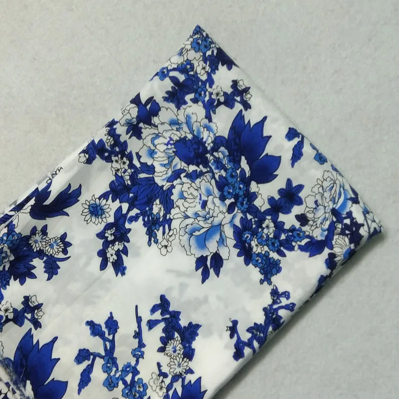 Традиционная сине-белая фарфоровая ткань вискоза гладкая мягкая летняя рубашка