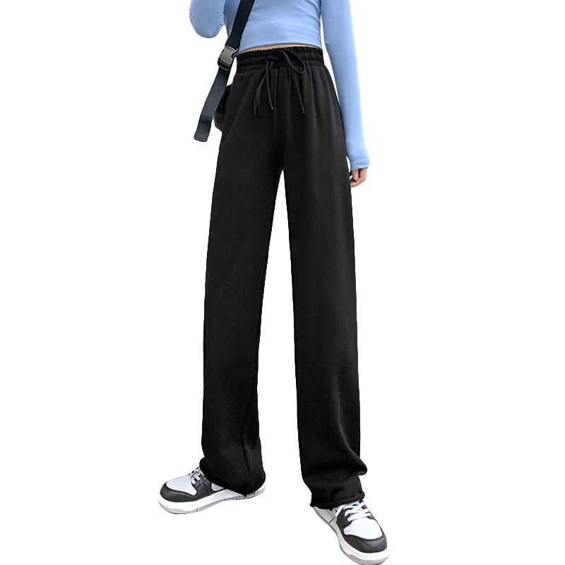 

Sports wide-leg pants women's high waist autumn and winter drape pants 2021 new loose straight large size casual pants JXMYY