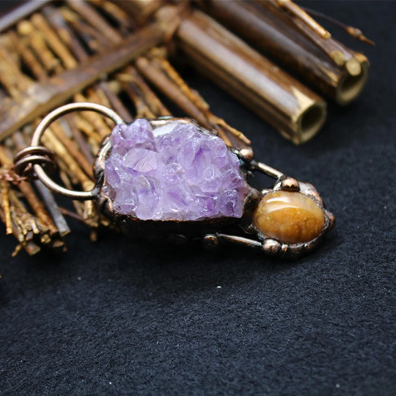 Новое поступление 2021 цепочка с подвеской из натурального аметиста | Ожерелья