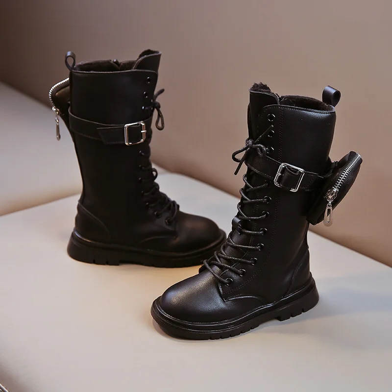 Женские высокие металлические ботинки осень и зима модные с боковой молнией