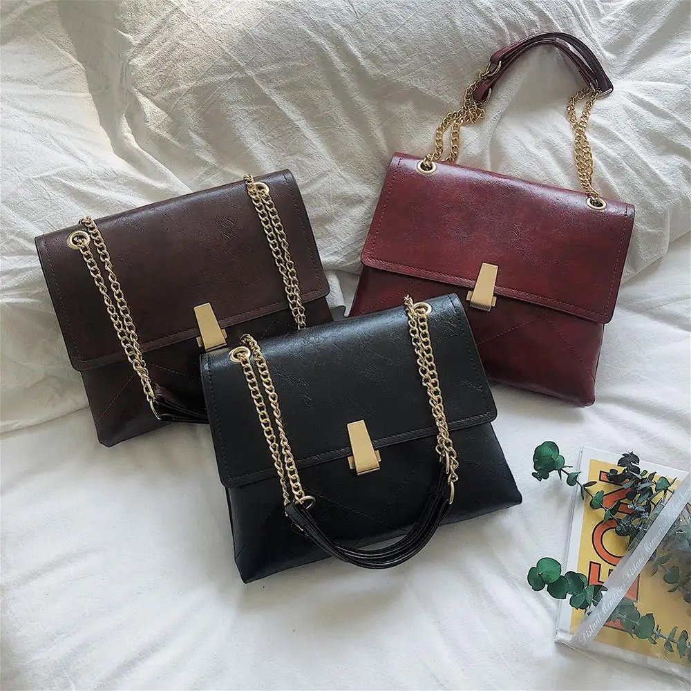 

Женская сумка через плечо, квадратная, с цепочкой, из искусственной кожи