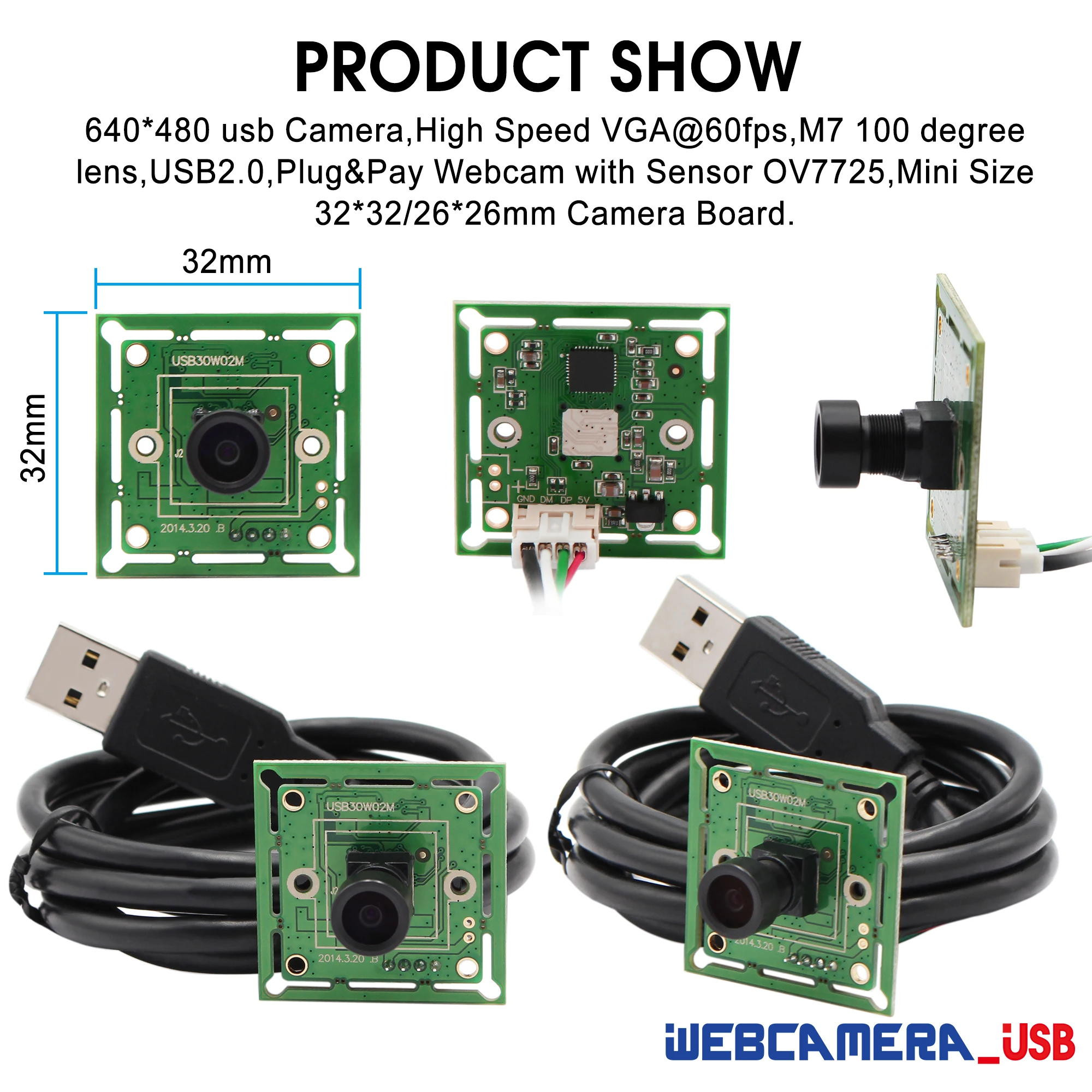 VGA 640x480 mini usb плата M7 100 градусов Объектив CMOS OV7725 Micro модуль камеры
