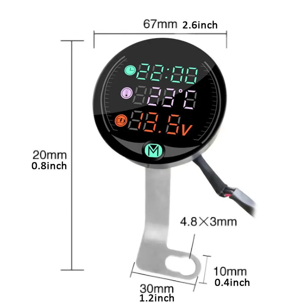 Водонепроницаемый мотоциклетный вольтметр с ночным видением 12/24 в светодиодный