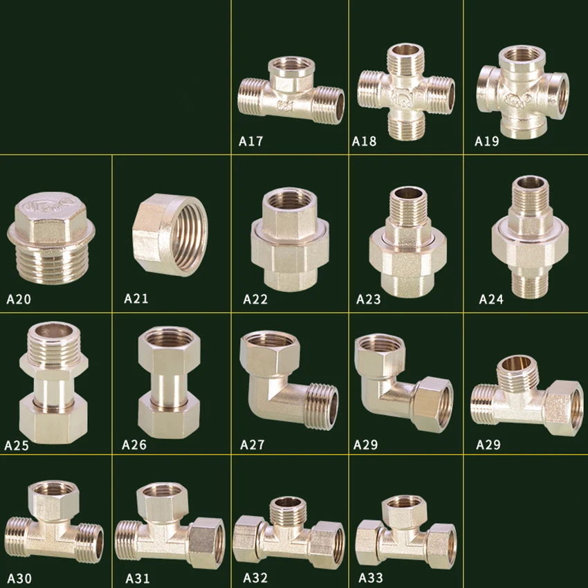 Латунным покрытием Никель локоть прямые 3 сторонний выход Bsp1/2 &quot(20 мм)