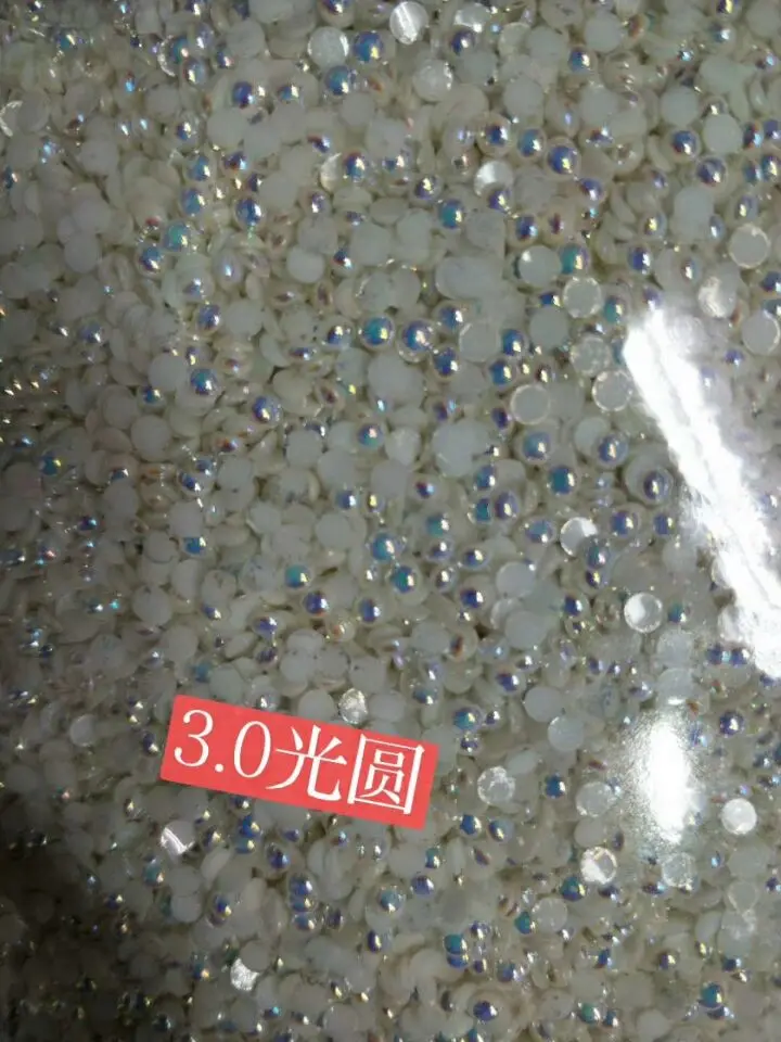 3mm-1000pcs 4 размера Стразы для ногтей Половина Круглая Белая жемчужина 1000 шт./пакет AB белый опал жемчужины для дизайна ногтей белый полукруглый жемчуг, KJ44-204-y - Цвет: 3mm-1000pcs