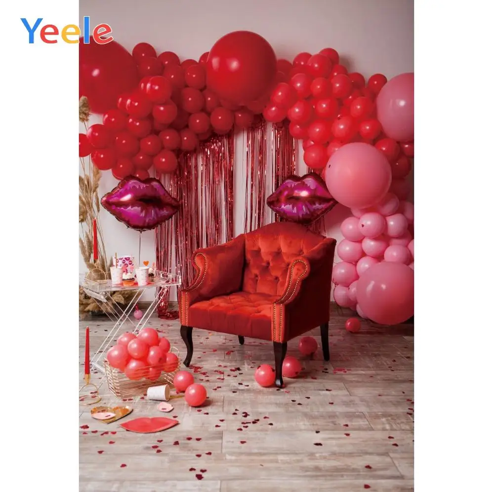 Реквизит для фотосъемки Yeele День Святого Валентина красные воздушные шары диван