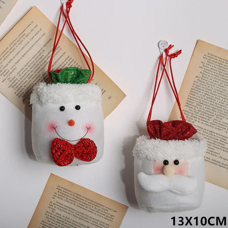 Santa Sacks Cloth Apple Gift Bags Christmas Decorations for Home Ornaments New Year 2020 Noel Navidad Presents Kids | Дом и сад