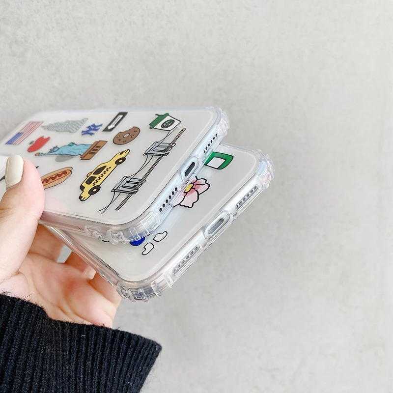 

Cartoon City symbol phone Case for iphone 11 11Pro Max XR XS Max Clear Silicone TPU Case for iphone 7 8 7Plus Protective capa