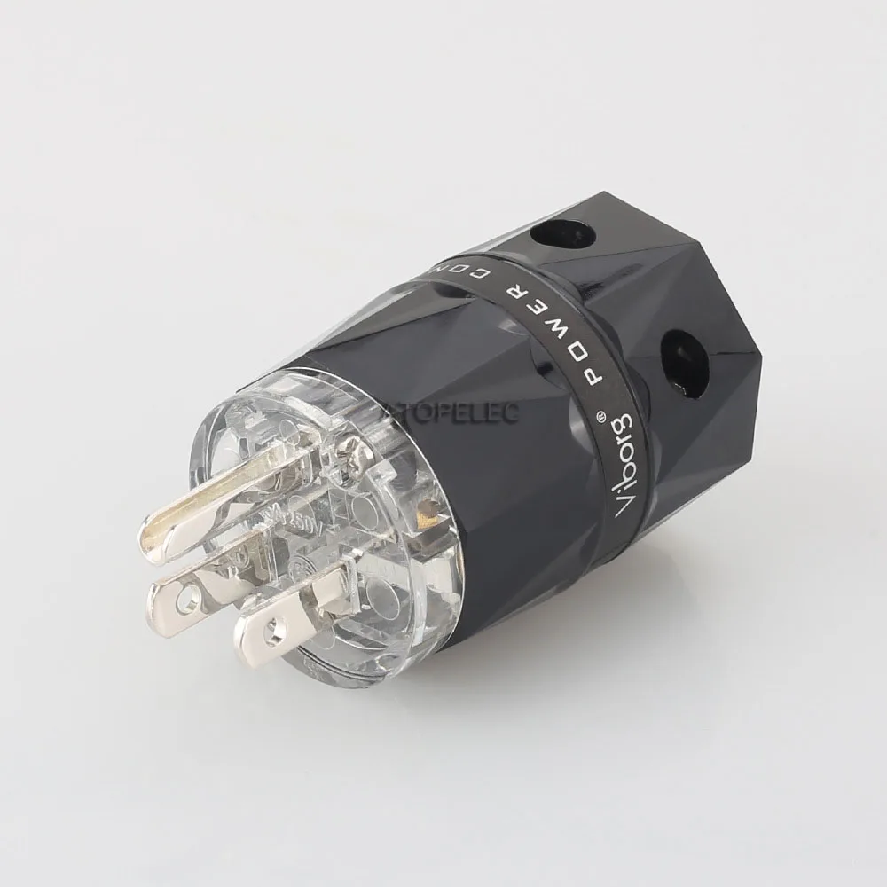VIBORG Clear Diamond Shell Rhodium Plated 99.998% Pure Red Copper US Male Plug / IEC Female Power Connector HiFi Audio DIY 503 |