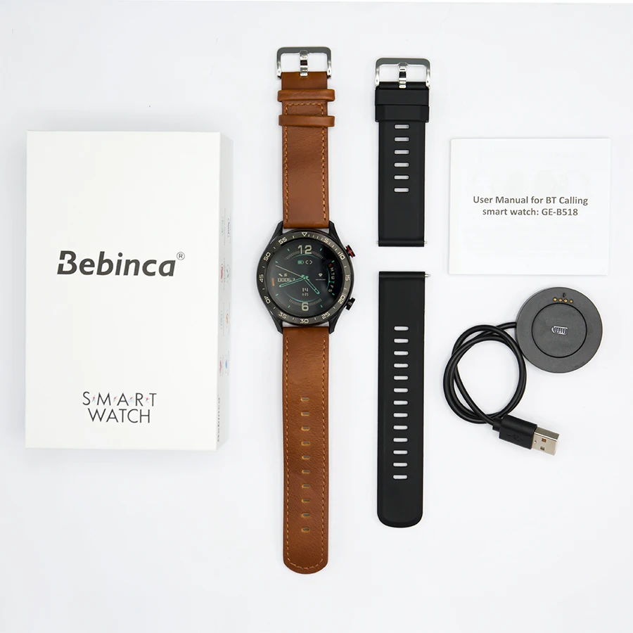 Смарт-часы Bebinca мужские водостойкие Ip68 с круглым сенсорным экраном 