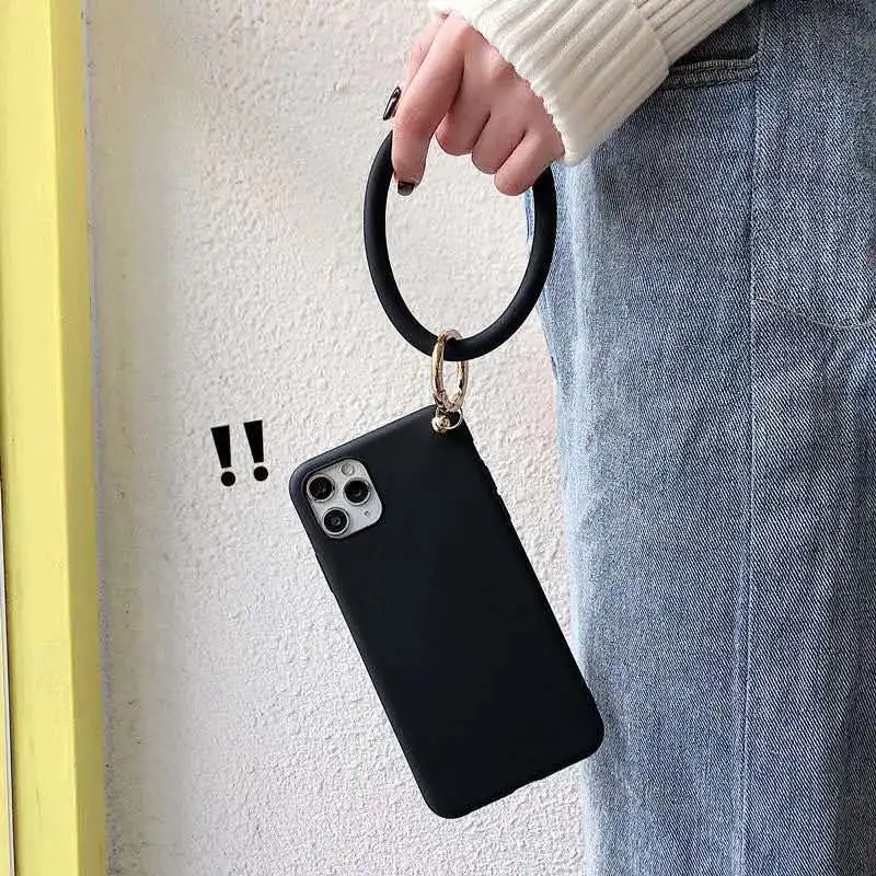 

Hand Ring for Mobile Phone Case for IPhone12pro Max Mobile Phone Case Thickened Solid Sand Soft Rubber New Product