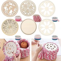 making weaving supplies natural wooden basket bottom hollow crochet basket base cross stitch embroidery floss organizer