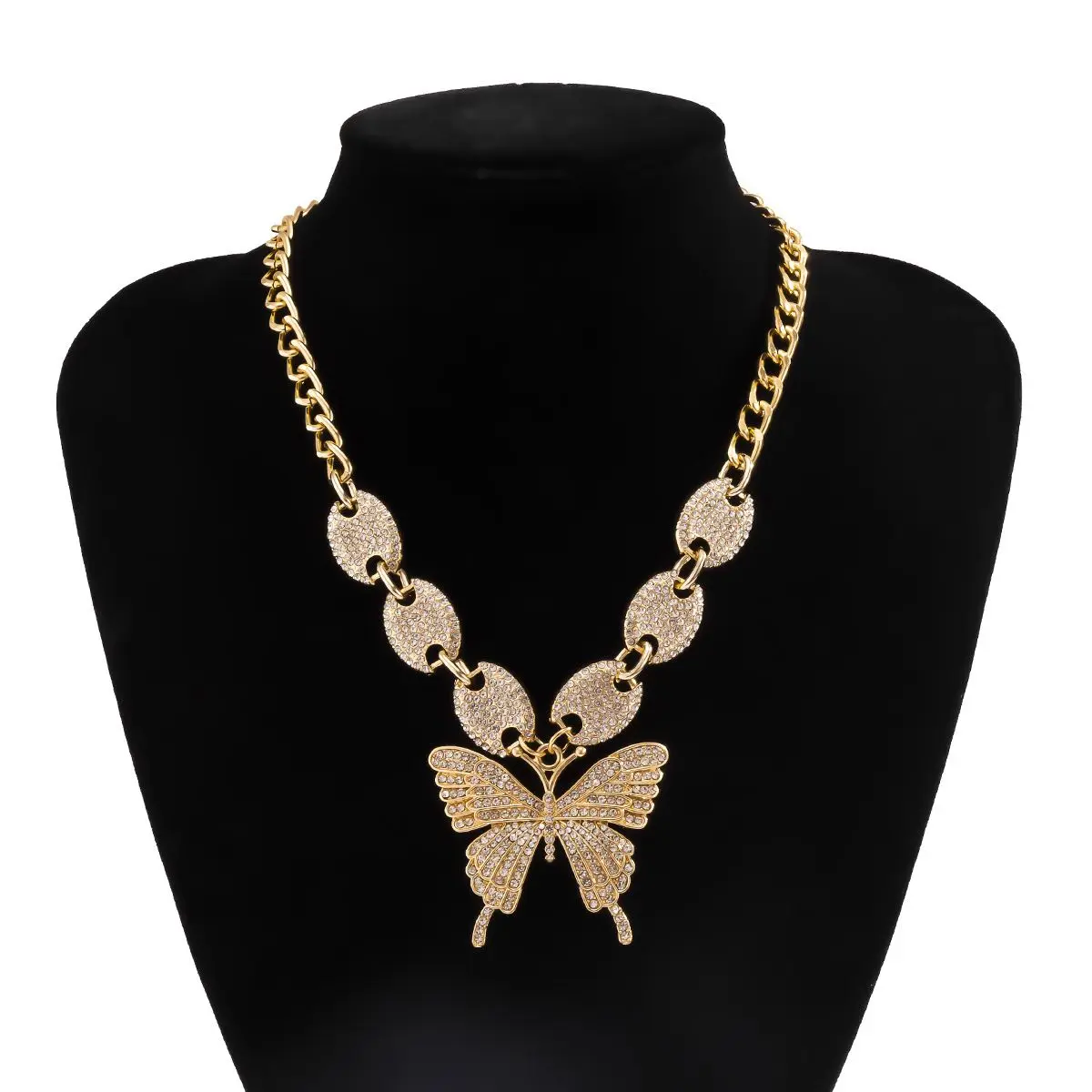 Новинка 2021 ожерелье с бабочкой со сверкающими бриллиантами кубинская цепочка