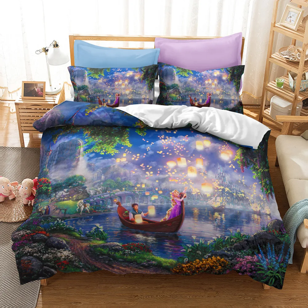 

Disney Bed Linen Set Cartoon Beauty and the Beast on Children Bedclothes Bed Duvet Cover Set Twin for Adults